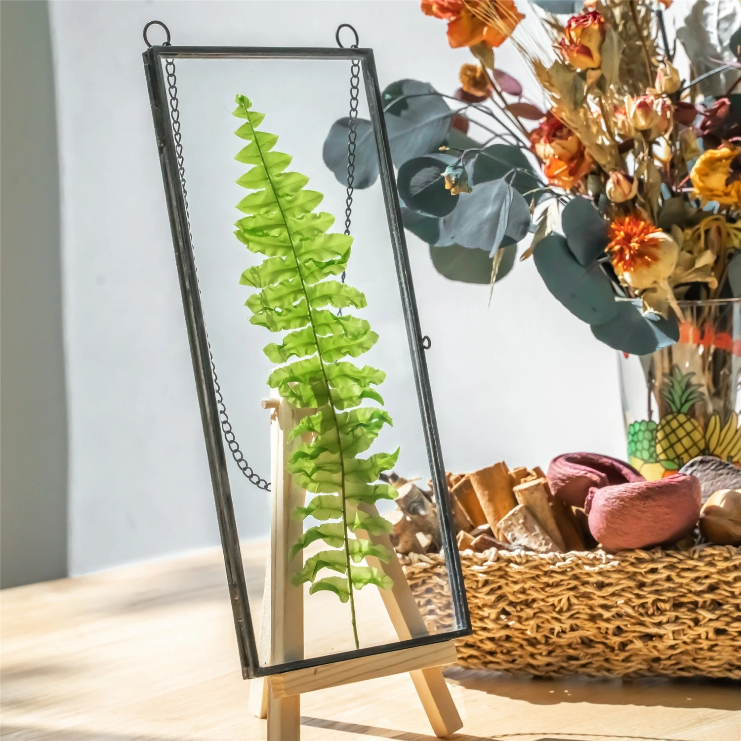 Hanging 4x9 Inches Black Long Herbarium Painted Brass Glass Frame For Pressed Flowers Dried Flowers 9 Hanging 4x9 Inches Black Long Herbarium Painted Brass Glass Frame For Pressed Flowers Dried Flowers - Image 7
