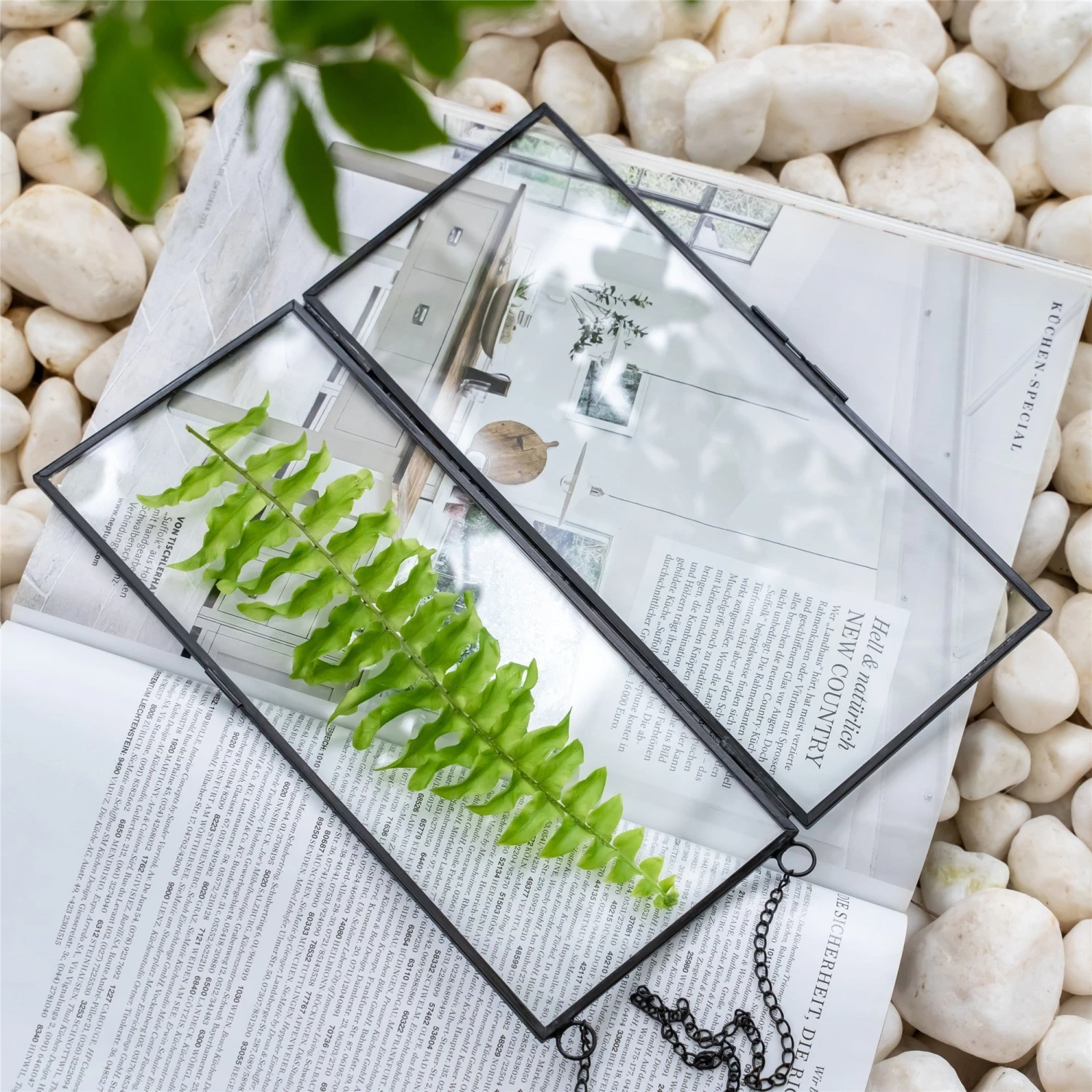 Hanging 4x9 Inches Black Long Herbarium Painted Brass Glass Frame For Pressed Flowers Dried Flowers 4 Hanging 4x9 Inches Black Long Herbarium Painted Brass Glass Frame For Pressed Flowers Dried Flowers - Image 2