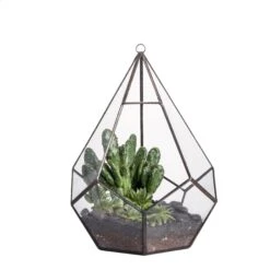 Handmade Artistic Hanging Glass Teardrop Diamond Geometric Terrarium With Loop For Succulent Moss -Ncyp Garden Store 20160220005 m 0 16