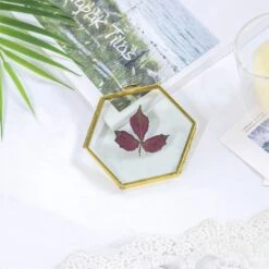 Handmade Vintage Brass Floating Hanging Glass Hexagon Picture Photo Frame Small Side Length 2" -Ncyp Garden Store 20161018015 5
