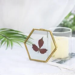 Handmade Vintage Brass Floating Hanging Glass Hexagon Picture Photo Frame Small Side Length 2" -Ncyp Garden Store 20161018015 6