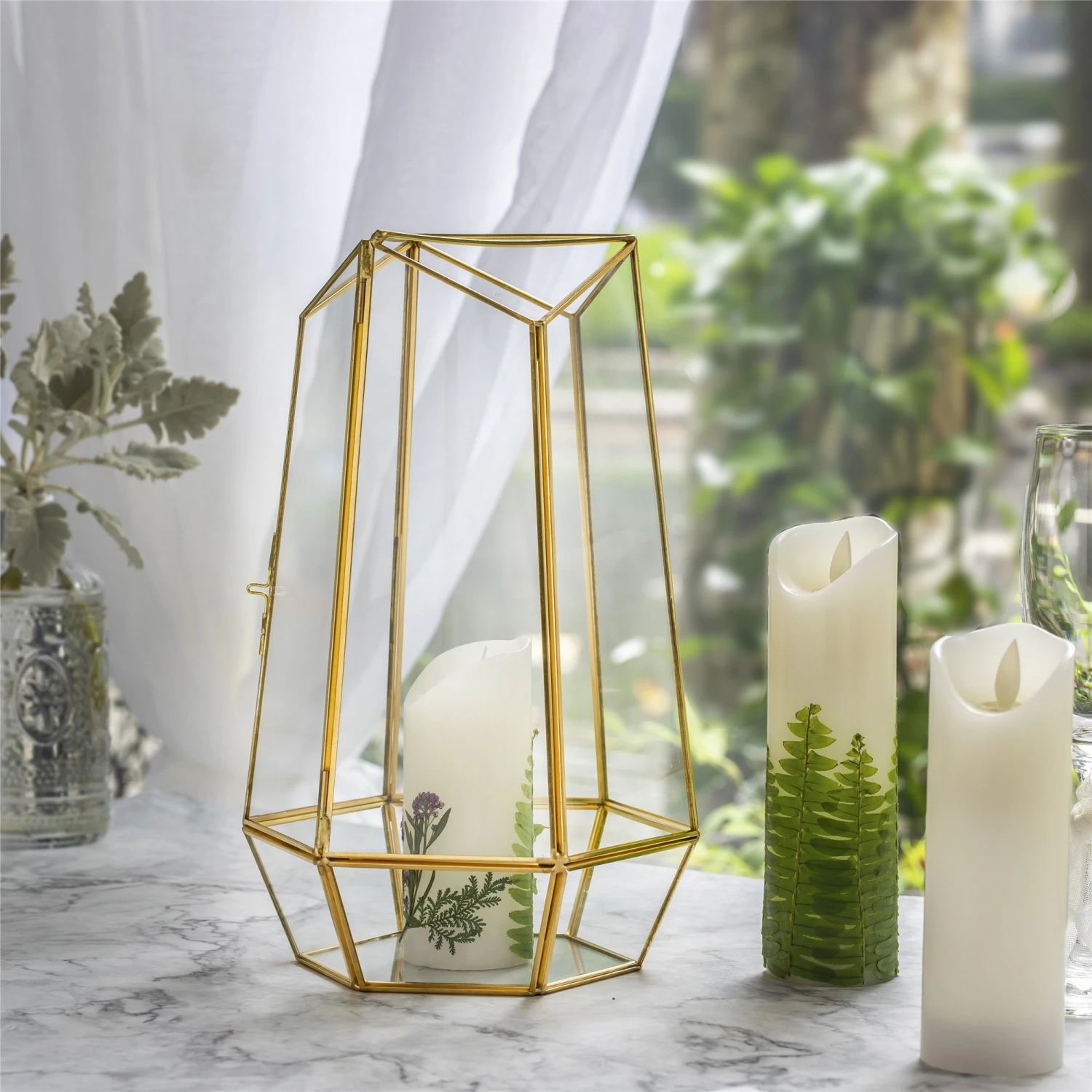 NCYP Hanging Geometric Glass Lamp Candle Holderwith Swing Lid Top Hallow Open For Wedding 5 NCYP Hanging Geometric Glass Lamp Candle Holderwith Swing Lid Top Hallow Open For Wedding - Image 3