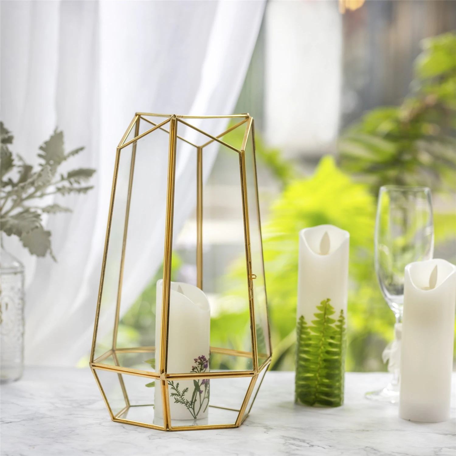 NCYP Hanging Geometric Glass Lamp Candle Holderwith Swing Lid Top Hallow Open For Wedding 9 NCYP Hanging Geometric Glass Lamp Candle Holderwith Swing Lid Top Hallow Open For Wedding - Image 7