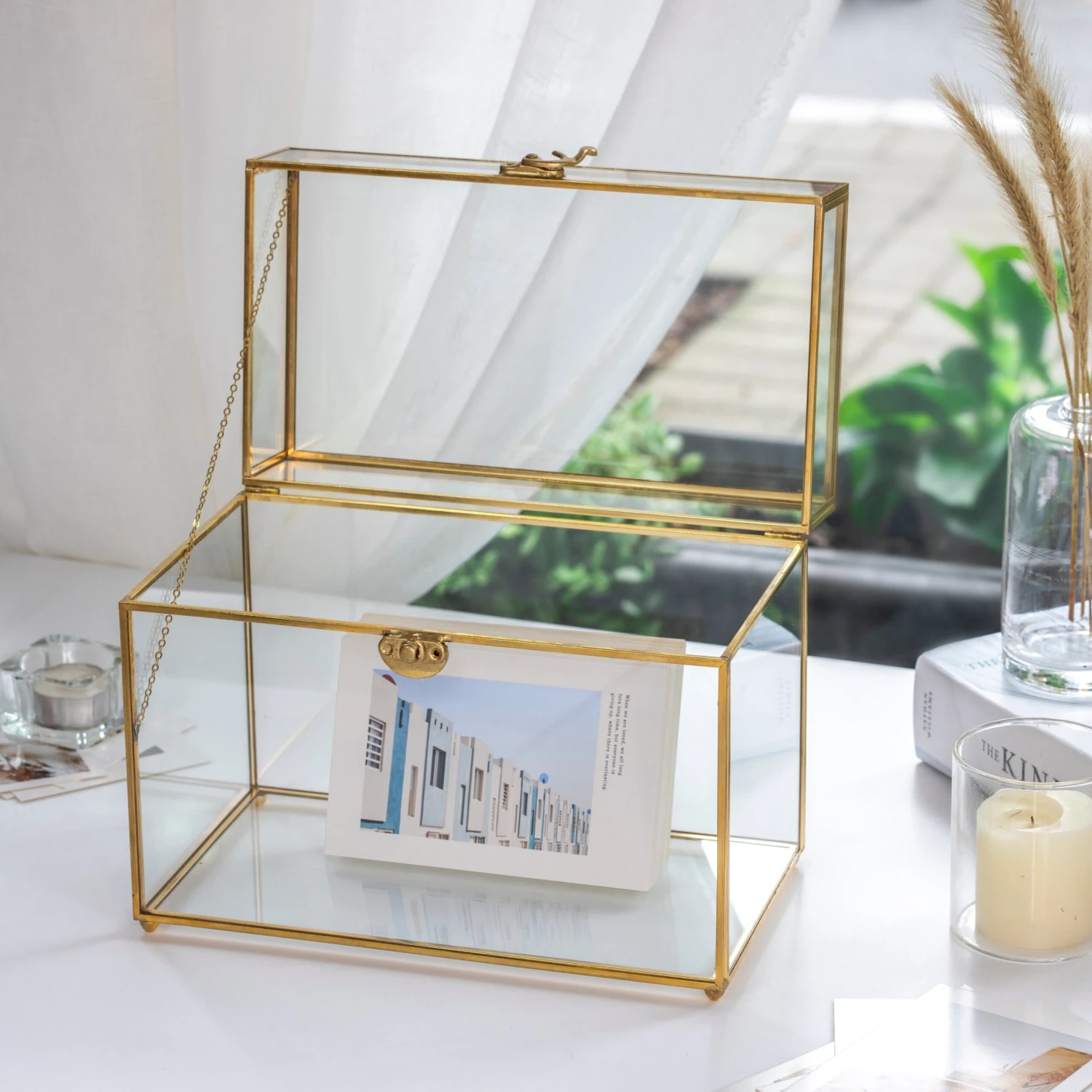 Pure Copper Medium Geometric Glass Card Box Terrarium Foot Latch Rose Gold Handmade Rectangular 12 Pure Copper Medium Geometric Glass Card Box Terrarium Foot Latch Rose Gold Handmade Rectangular - Image 10
