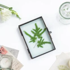 Handmade Brass Black Folding Screen Type Float Frame Specimen Card Holder 2-Folded 3.5X5" -Ncyp Garden Store 20190315008 5