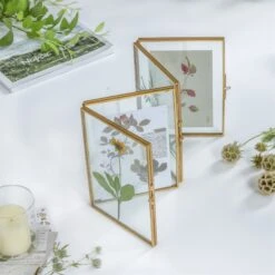 Handmade Tabletp Brass Glass Photo Picture Display Folding Screen Type Frame 3-Folded 5" X 7" -Ncyp Garden Store 20190315009 8