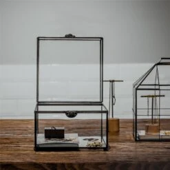 Small Vintage Rectangle Glass Jewelry Storage Card Box With Lock For Card Storage Jewelry Display -Ncyp Garden Store 20190717001 1