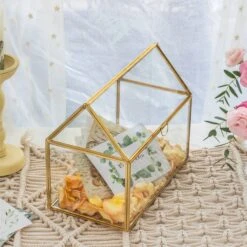 Geometric Glass Card Box Terrarium Rose Gold Handmade Pure Copper House Shape For Wedding Receiption -Ncyp Garden Store 20190905001 6