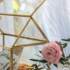 Geometric Glass Card Box Terrarium Rose Gold Handmade Pure Copper House Shape For Wedding Receiption -Ncyp Garden Store 20190905001 8
