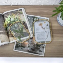 Wall Hanging Long Octagon Herbarium Brass Glass Frame For Pressed Flowers Dried Floating Frame -Ncyp Garden Store 20190905002 6