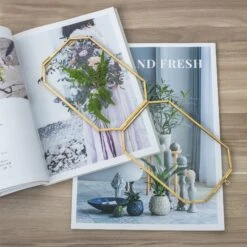 Wall Hanging Long Octagon Herbarium Brass Glass Frame For Pressed Flowers Dried Floating Frame -Ncyp Garden Store 20190905003 3