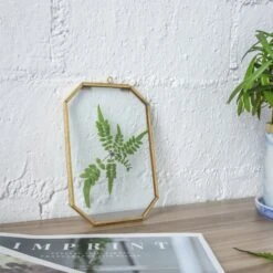 Wall Hanging Long Octagon Herbarium Brass Glass Frame For Pressed Flowers Dried Floating Frame -Ncyp Garden Store 20190905003 6