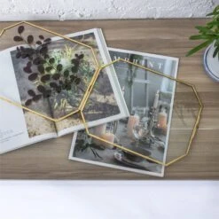 Wall Hanging Long Octagon Herbarium Brass Glass Frame For Pressed Flowers Dried Floating Frame -Ncyp Garden Store 20190905004 4