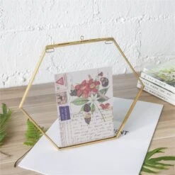 Hanging Hexagon Herbarium Brass Glass Frame For Pressed Flowers Dried Flowers Floating Frame 19 Hanging Hexagon Herbarium Brass Glass Frame For Pressed Flowers Dried Flowers Floating Frame -Ncyp Garden Store 20190905005 6