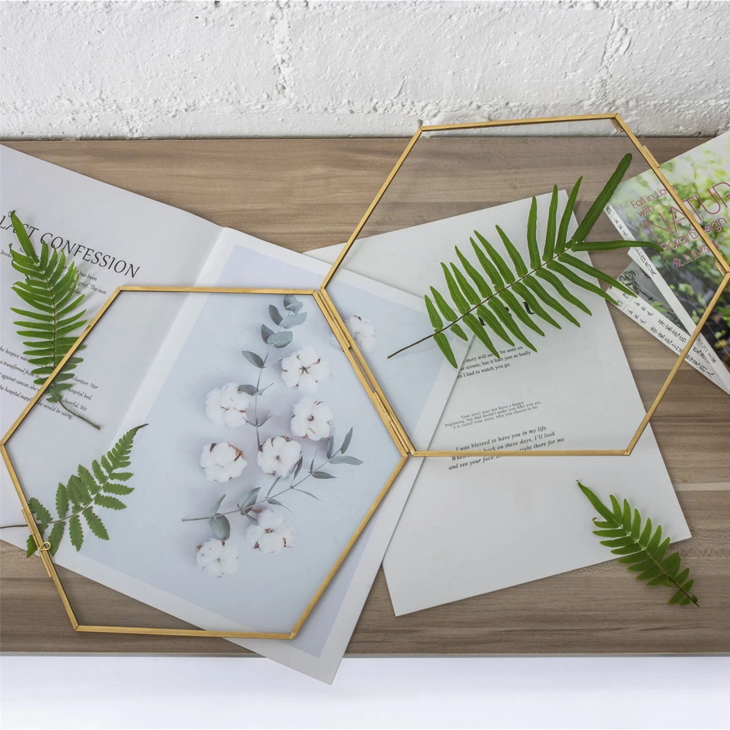 Hanging Hexagon Herbarium Brass Glass Frame For Pressed Flowers Dried Flowers Floating Frame 11 Hanging Hexagon Herbarium Brass Glass Frame For Pressed Flowers Dried Flowers Floating Frame - Image 9