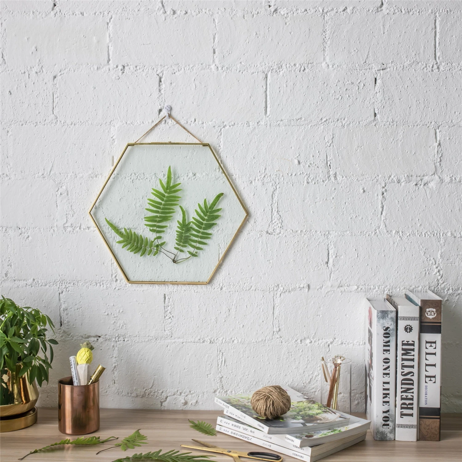 Hanging Hexagon Herbarium Brass Glass Frame For Pressed Flowers Dried Flowers Floating Frame 12 Hanging Hexagon Herbarium Brass Glass Frame For Pressed Flowers Dried Flowers Floating Frame - Image 10