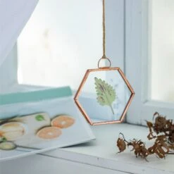 Hanging Small Pink Hexagon Herbarium Copper Glass Frame For Pressed Flowers Dried Flowers -Ncyp Garden Store 20190905012 7
