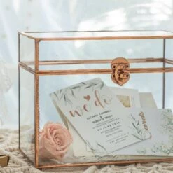 Pure Copper Medium Geometric Glass Card Box Terrarium Foot Latch Rose Gold Handmade Rectangular 15 Pure Copper Medium Geometric Glass Card Box Terrarium Foot Latch Rose Gold Handmade Rectangular -Ncyp Garden Store 20190905013 4