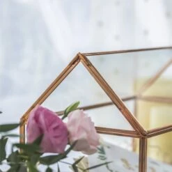 Geometric Glass Card Box Terrarium Rose Gold Handmade Pure Copper House Shape For Wedding Receiption -Ncyp Garden Store 20190905014 8