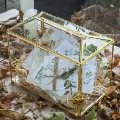 Large Geometric Glass Card Box Terrarium With Slot And Heart Lock, Foot, Gold, Handmade, Brass,for Wedding Receiption, Wishwell, Keepsake Centerpiece -Ncyp Garden Store 20190926001 4 54ee5963 714a 4478 9c53 01bb50fa27d7
