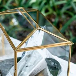 Large Geometric Glass Card Box Terrarium With Slot And Heart Lock, Foot, Gold, Handmade, Brass,for Wedding Receiption, Wishwell, Keepsake Centerpiece -Ncyp Garden Store 20190926001 8 c14d97f7 599d 44fd be8f ae305d7491c8
