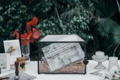 Back Standard/Large Geometric Glass Card Box Terrarium With Slot, Heart Lock, Foot, Handmade Brass For Wedding Receiption Wishwell Keepsake -Ncyp Garden Store 20200117001 7