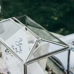 Silver Standard/Large Geometric Glass Card Box Terrarium With Slot, Heart Lock, Foot, Handmade For Wedding Receiption Wishwell Keepsake -Ncyp Garden Store 20200226001 8