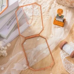 Wall Hanging Long Octagon Herbarium Copper Glass Frame For Pressed Flowers Dried Floating Frame -Ncyp Garden Store 20200409013 7