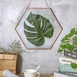 Hanging Hexagon Herbarium Copper Glass Frame For Pressed Flowers Dried Flowers Floating Frame -Ncyp Garden Store 20200409017 4