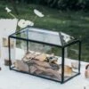 Back Standard/Large Geometric Glass Card Box Terrarium With Slot, Heart Lock, Foot, Handmade Brass For Wedding Receiption Wishwell Keepsake