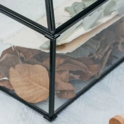 Back Standard/Large Geometric Glass Card Box Terrarium With Slot, Heart Lock, Foot, Handmade Brass For Wedding Receiption Wishwell Keepsake -Ncyp Garden Store 20200907001 6