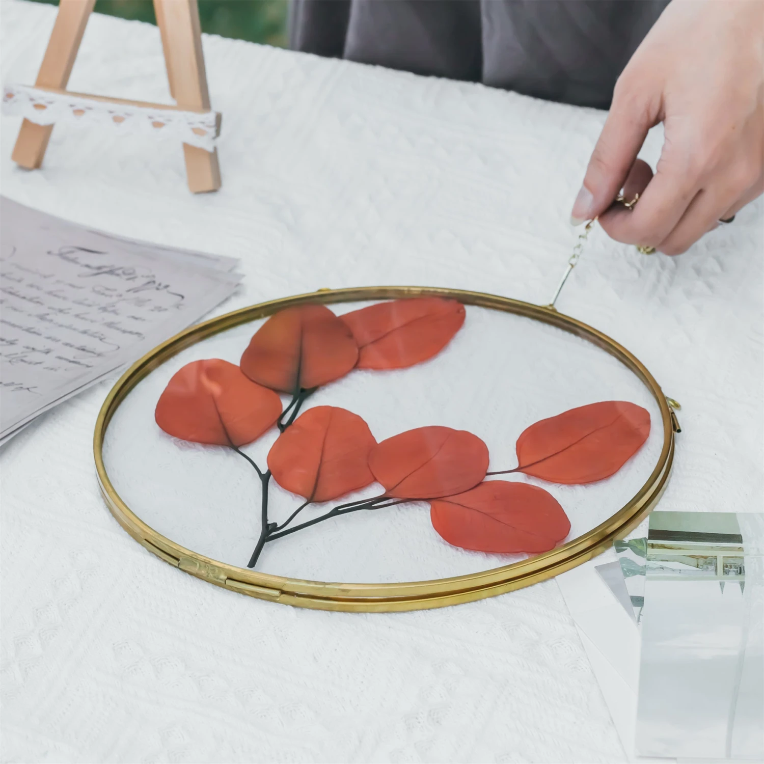 NCYP Wall Hanging Round 8" 10" 12" Herbarium Brass Glass Frame For Pressed Flowers, Poster, Double Glass, Floating Frame 16 NCYP Wall Hanging Round 8" 10" 12" Herbarium Brass Glass Frame For Pressed Flowers, Poster, Double Glass, Floating Frame - Image 14