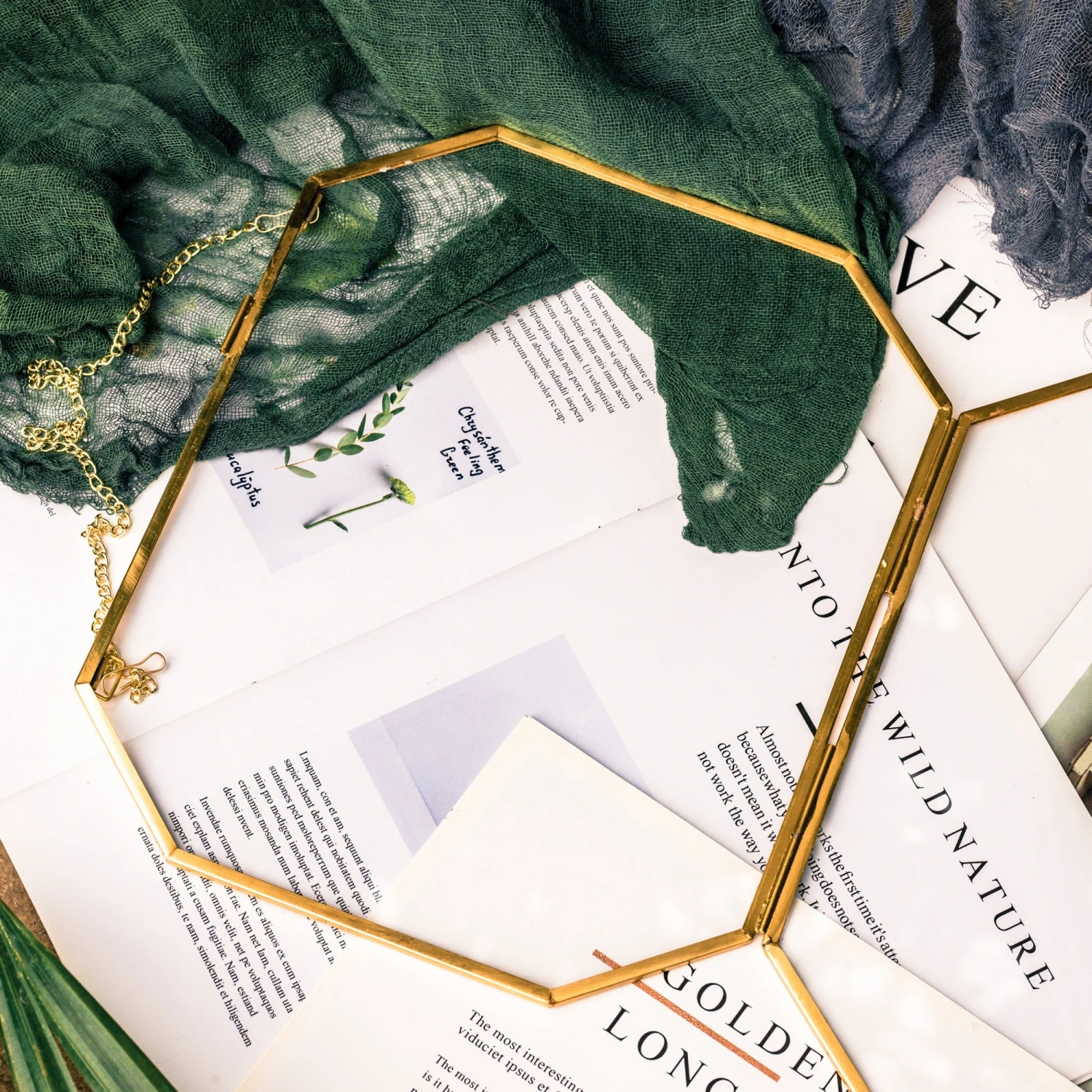 Wall Hanging 8x10" Horizontal Long Octagon Herbarium Brass Double Glass Frame For Pressed Flowers, Dried Flowers, Poster, Floating Frame 5 Wall Hanging 8x10" Horizontal Long Octagon Herbarium Brass Double Glass Frame For Pressed Flowers, Dried Flowers, Poster, Floating Frame - Image 3