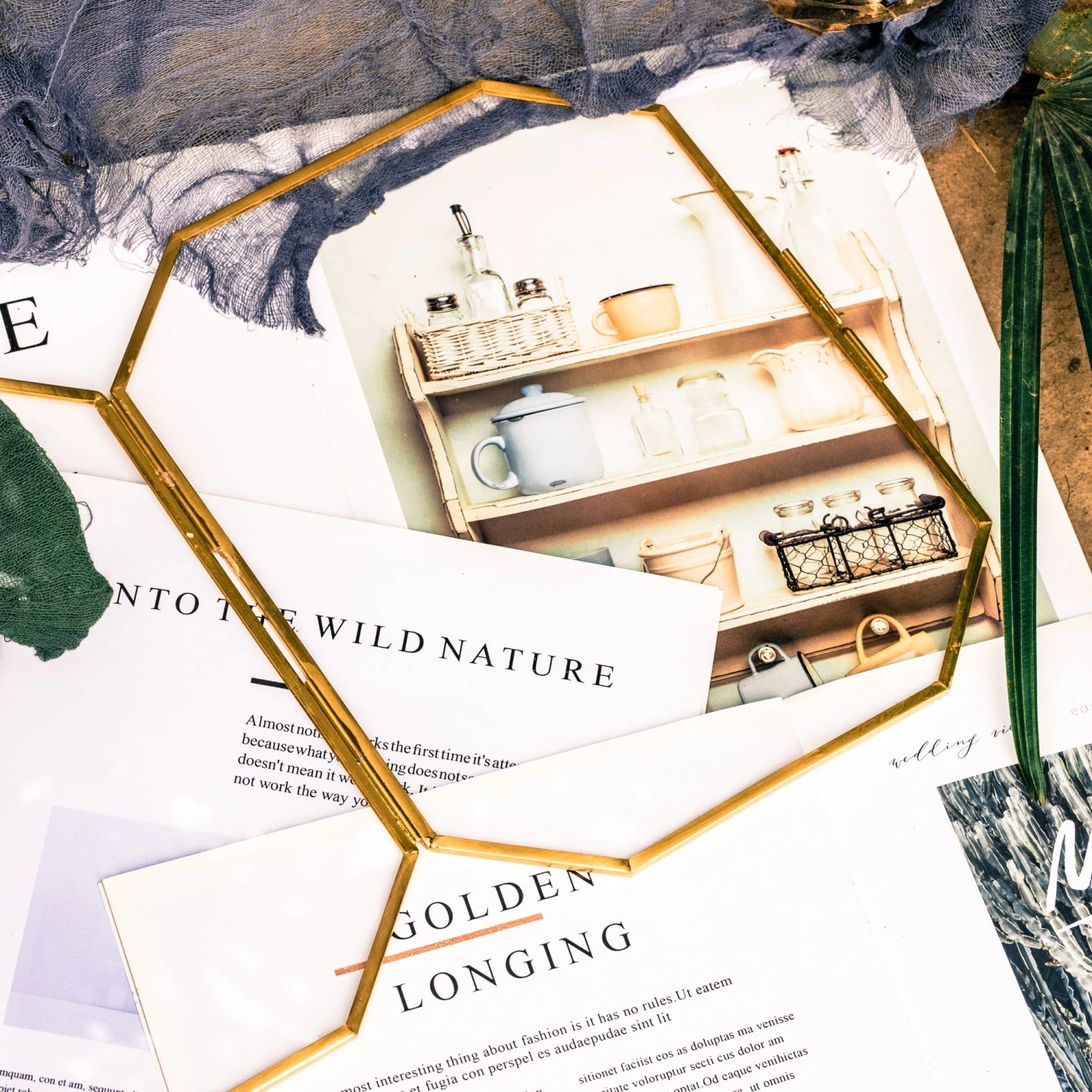 Wall Hanging 8x10" Horizontal Long Octagon Herbarium Brass Double Glass Frame For Pressed Flowers, Dried Flowers, Poster, Floating Frame 6 Wall Hanging 8x10" Horizontal Long Octagon Herbarium Brass Double Glass Frame For Pressed Flowers, Dried Flowers, Poster, Floating Frame - Image 4