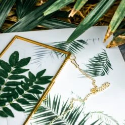 NCYP 4x9" Horizontal Brass Double Glass Picture Frame Wall Hanging, Photo Specimen Card Holder Modern Home Geometric Decor Display Gift -Ncyp Garden Store 20210107001 6