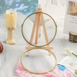 NCYP Wall Hanging Round 5" 4.3" Herbarium Brass Glass Frame For Pressed Flowers, Dried Flowers, Poster, Double Glass, Floating Frame -Ncyp Garden Store 20210522001 2