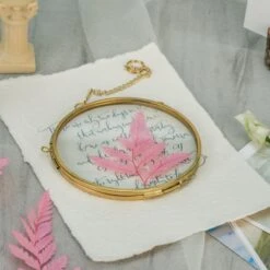 NCYP Wall Hanging Round 5" 4.3" Herbarium Brass Glass Frame For Pressed Flowers, Dried Flowers, Poster, Double Glass, Floating Frame -Ncyp Garden Store 20210522001 6