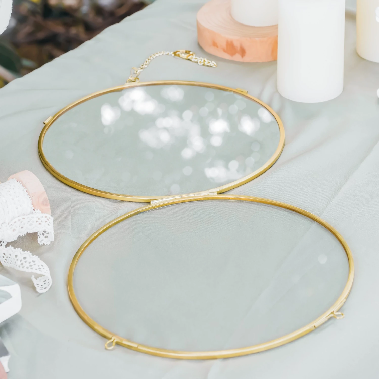 NCYP Wall Hanging Round 8" 10" 12" Herbarium Brass Glass Frame For Pressed Flowers, Poster, Double Glass, Floating Frame 9 NCYP Wall Hanging Round 8" 10" 12" Herbarium Brass Glass Frame For Pressed Flowers, Poster, Double Glass, Floating Frame - Image 7