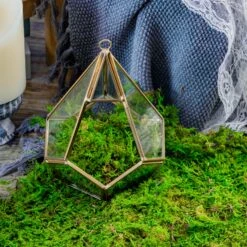 Handmade Hanging Teardrop Shape, Gold, Glass Geomtric Terrarium, Ring Holder Proposal Wedding Ring Box -Ncyp Garden Store 20210812001 3