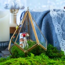 Handmade Hanging Teardrop Shape, Gold, Glass Geomtric Terrarium, Ring Holder Proposal Wedding Ring Box -Ncyp Garden Store 20210812001 7
