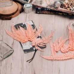 Preserved Pressed Flower Large Fern Branch Parathelypteris Glanduligera, Orange, 5 Pcs, 55cm Long, 35cm Width, DIY Material -Ncyp Garden Store 20210831007 3