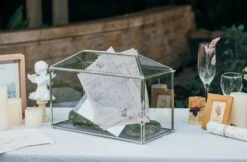 Silver Standard/Large Geometric Glass Card Box Terrarium With Slot, Heart Lock, Foot, Handmade For Wedding Receiption Wishwell Keepsake -Ncyp Garden Store 20220322001 3
