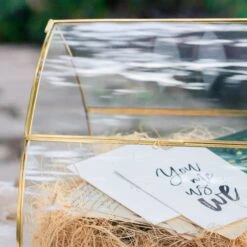House Shape Arched Curved Roof Vintage Glass Card Box Terrarium, Handmade Brass For Wedding Receiption Wishwell Keepsake -Ncyp Garden Store 20220607002 5