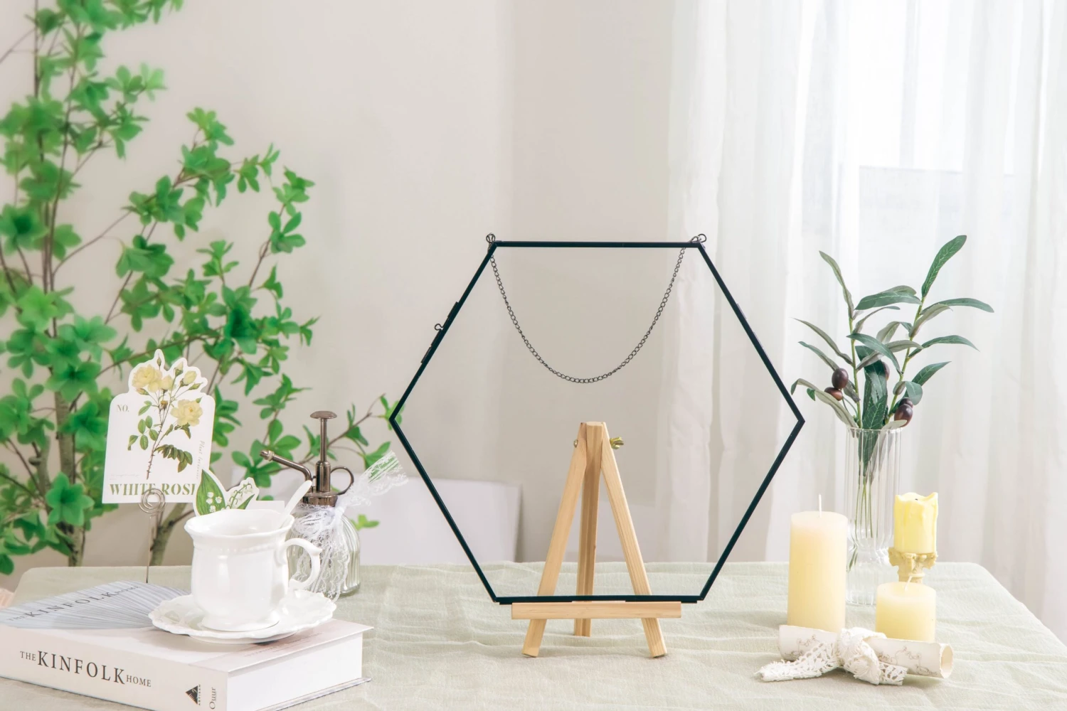 Wall Hanging Black Hexagon 12" Herbarium Brass Glass Frame For Thick Pressed Flowers, Dried Flowers, Poster, Coin, Double Glass, Floating 9 Wall Hanging Black Hexagon 12" Herbarium Brass Glass Frame For Thick Pressed Flowers, Dried Flowers, Poster, Coin, Double Glass, Floating - Image 7
