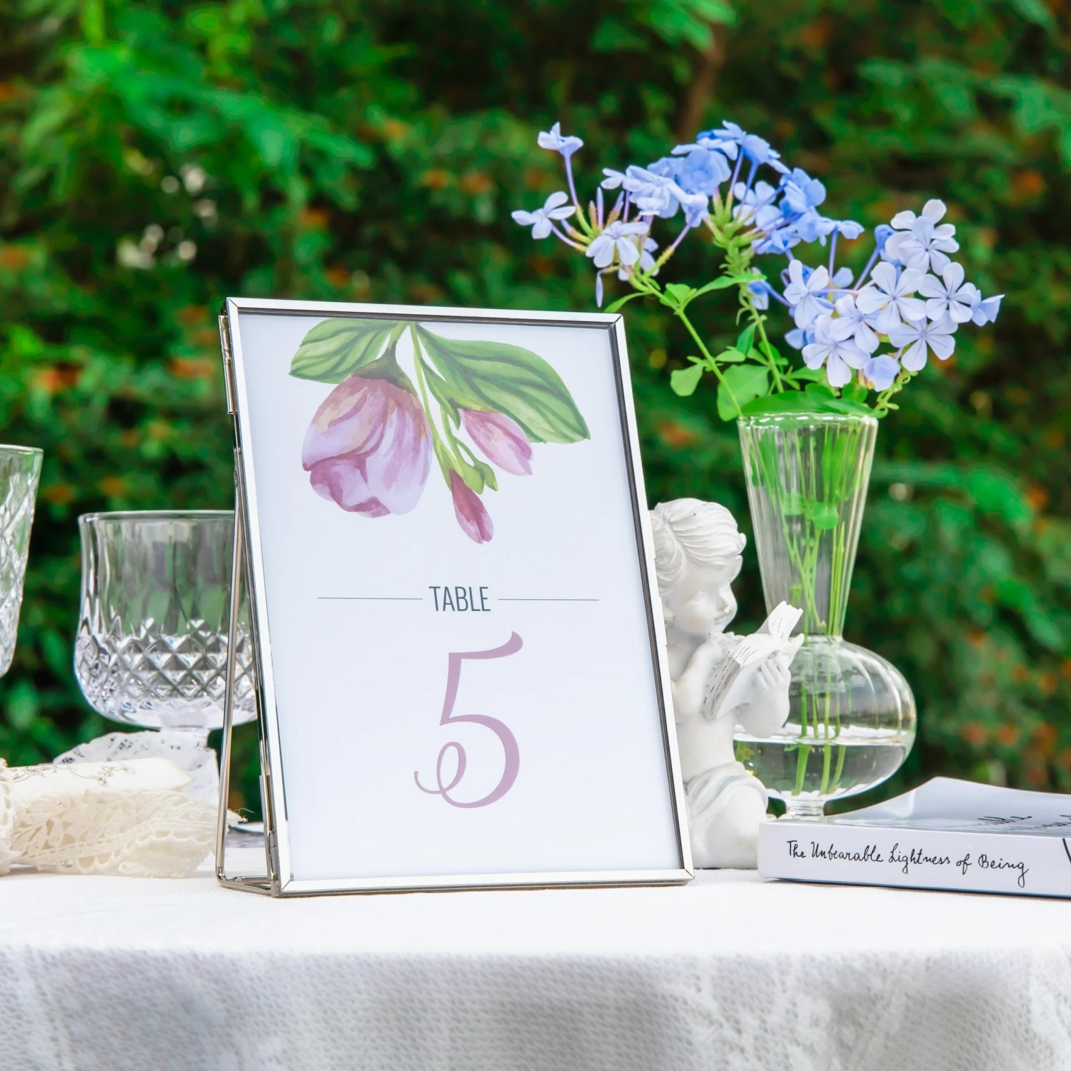 Silver Brass Tabletop Vintage Frame Geometric Ornament Plant Specimen Clip Modern Decor Card Holder 5X7" Reception 15 Silver Brass Tabletop Vintage Frame Geometric Ornament Plant Specimen Clip Modern Decor Card Holder 5X7" Reception - Image 13