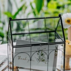Vintage House Glass Geometric Terrarium Card Box Black -Ncyp Garden Store 20230329020 5