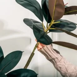 NCYP Artificial Rubber Tree, Rubber Fig, Rubber Bush 5.9FT (70.8 Inches) Tall Faux Plant For Home Office Decor, Indoor Fake Potted Ficus Elastica Tree With Plastic Pot And Rattan Woven Basket 21 NCYP Artificial Rubber Tree, Rubber Fig, Rubber Bush 5.9FT (70.8 Inches) Tall Faux Plant For Home Office Decor, Indoor Fake Potted Ficus Elastica Tree With Plastic Pot And Rattan Woven Basket -Ncyp Garden Store 290A0799