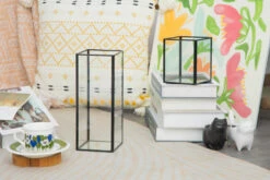 Tall Handmade Black Glass Candle Holder, Square, 9.8" Tall 39 Tall Handmade Black Glass Candle Holder, Square, 9.8" Tall -Ncyp Garden Store 290A1012