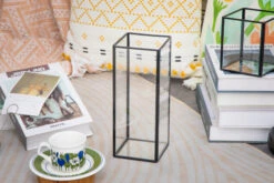 Tall Handmade Black Glass Candle Holder, Square, 9.8" Tall 40 Tall Handmade Black Glass Candle Holder, Square, 9.8" Tall -Ncyp Garden Store 290A1023