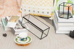 Tall Handmade Black Glass Candle Holder, Square, 9.8" Tall 37 Tall Handmade Black Glass Candle Holder, Square, 9.8" Tall -Ncyp Garden Store 290A1027